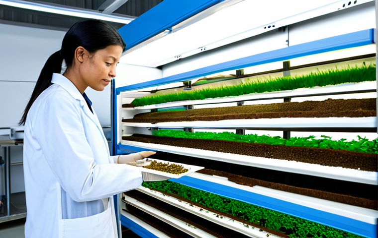 Sustainable Farming**

"A modern, sustainable insect farm, showing stacked vertical farming modules with crickets and mealworms being raised, fully automated systems, LED lighting, scientists in lab coats observing the process, educational signage about reduced water and land usage, emphasizing eco-friendly agriculture, sustainable food production, safe for work, appropriate content, fully clothed, professional, natural lighting, high-resolution, perfect anatomy of any human figures (if present), natural proportions, family-friendly."

**